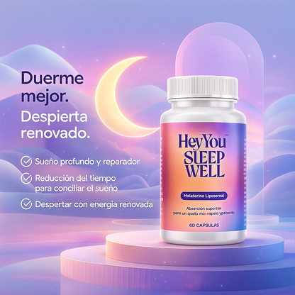 Hey You Sleep Well – Melatonina Liposomal de Liberación Prolongada 1 mg | Ayuda a Conciliar y Mantener el Sueño | 60 Comprimidos