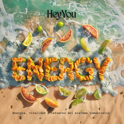 Hey You Energy Complemento Alimenticio Vitamina C pura 1,2 g Energía, vitalidad y refuerzo del sistema inmunitario. 90 comprimidos.