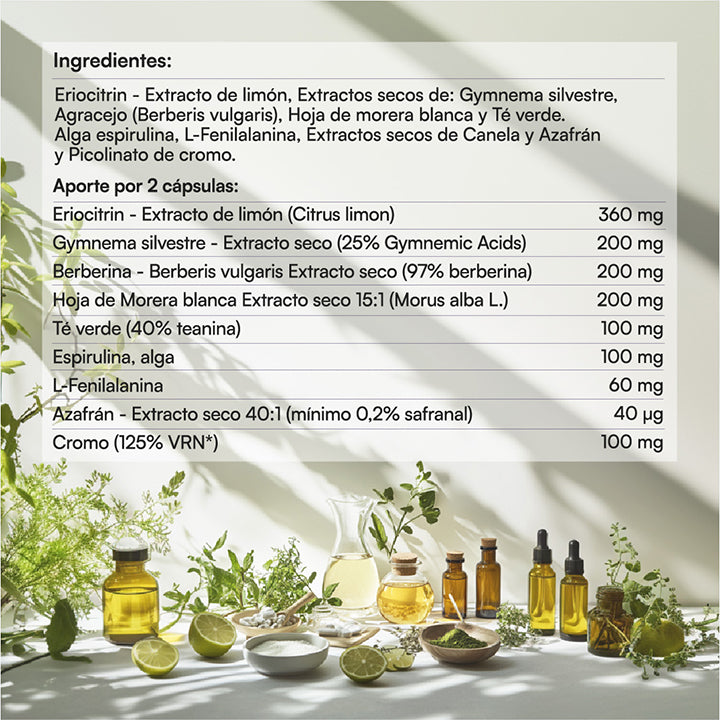 Hey You Antispike GLP-1 Suplemento para el control del Pico de Glucosa, Niveles de Azúcar, Antojos, control de peso, Hambre y Claridad Mental con Eriocitrina, Gymnema Silvestre, Hoja de Morera blanca y Berberina 60 cápsulas veganas
